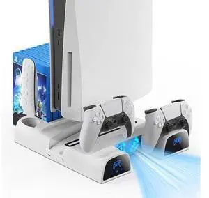 BONAEVER Stand with Suction Cooling Fan Dual Controller Charger Station for Play Station 5 PS5 Console Suction Cooler Fan with Charging Dock Station 11 Games Storage BONAEVER Stand with Suction Cooling Fan Dual Controller Charger Station for Play Station 5 PS5 Console Suction Cooler Fan with Charging Dock Station 11 Games Storage