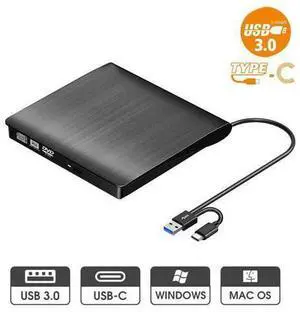 BONAEVER External CD/DVD Drive for Laptop USB-C & USB 3.0 CD/DVD ROM Drive Reader Writer Burner Compatible with Laptop PC MacBook Mac Windows 10/8/7 Linux OS Apple BONAEVER External CD/DVD Drive for Laptop USB-C & USB 3.0 CD/DVD ROM Drive Reader Writer Burner Compatible with Laptop PC MacBook Mac Windows 10/8/7 Linux OS Apple