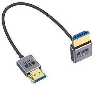 8K 90 Degree HDMI Cable 4FT/120cm 8K@60Hz, 4K@240Hz, UP Angle HDMI Male to Male Cable, Ultra High Speed 48Gbps Bandwidths, Ultra Thin HDMI 2.1 Cord OD2.5mm for GH5S, PS5, Xbox One Monitor,PC 8K 90 Degree HDMI Cable 4FT/120cm 8K@60Hz, 4K@240Hz, UP Angle HDMI Male to Male Cable, Ultra High Speed 48Gbps Bandwidths, Ultra Thin HDMI 2.1 Cord OD2.5mm for GH5S, PS5, Xbox One Monitor,PC
