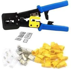 BUCIER RJ45 Crimp Tool 6P 8P Multi-function Cable Cutter Pass Through Crimper Ethernet Cable Connector Crimping Tool Ratcheting Hand Tools Bonus CAT6 Connector 20 Pack BUCIER RJ45 Crimp Tool 6P 8P Multi-function Cable Cutter Pass Through Crimper Ethernet Cable Connector Crimping Tool Ratcheting Hand Tools Bonus CAT6 Connector 20 Pack