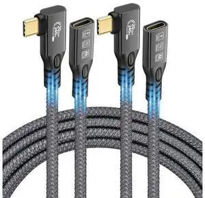 90 Degree USB C 3.2 Extension Cable, 2PCS USB 3.2 Gen2 Type-C Male to Female Extender Cable Ultra 4K@60Hz 240W Charging 20Gbps Data Transfer with SSD (90 Degree Extension 20G 240W 2M) 90 Degree USB C 3.2 Extension Cable, 2PCS USB 3.2 Gen2 Type-C Male to Female Extender Cable Ultra 4K@60Hz 240W Charging 20Gbps Data Transfer with SSD (90 Degree Extension 20G 240W 2M)