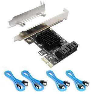 BUCIER SATA Card PCIE 3.0, 4 Port with 4 Cables, Controller Expansion Card with Low Profile Bracket, Non-Raid, Boot as System Disk, Support 4 SATA 3.0 Devices BUCIER SATA Card PCIE 3.0, 4 Port with 4 Cables, Controller Expansion Card with Low Profile Bracket, Non-Raid, Boot as System Disk, Support 4 SATA 3.0 Devices