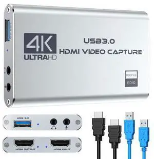 BUCIER Video Capture Card 4K 1080P 60FPS, USB 3.0 HDMI Video Capture Device, HD Game Capture Card for Streaming, Work with PS4/PS5/Xbox/PC/Mac Windows 10/11 BUCIER Video Capture Card 4K 1080P 60FPS, USB 3.0 HDMI Video Capture Device, HD Game Capture Card for Streaming, Work with PS4/PS5/Xbox/PC/Mac Windows 10/11
