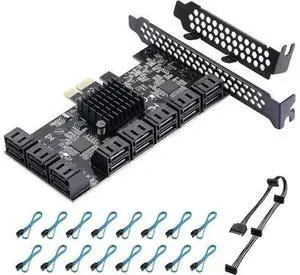 PCIE SATA Card 16 Ports, 6 Gbit/s SATA 3.0 PCIe Card, PCIe to SATA Controller Expansion Card, Boot as System Hard Drive, Suitable for All PCIE Slots (JMB575 + ASM1064) PCIE SATA Card 16 Ports, 6 Gbit/s SATA 3.0 PCIe Card, PCIe to SATA Controller Expansion Card, Boot as System Hard Drive, Suitable for All PCIE Slots (JMB575 + ASM1064)