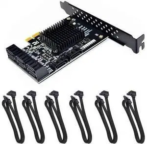 8 Ports SATA 3.0 to PCIe Expansion Card Adapter Converter with 6 SATA Cables Low Profile Bracket Boot As System Disk for Marvell 88SE9215 Chip with Heat Sink HDD (6*Black 90 °Cable) 8 Ports SATA 3.0 to PCIe Expansion Card Adapter Converter with 6 SATA Cables Low Profile Bracket Boot As System Disk for Marvell 88SE9215 Chip with Heat Sink HDD (6*Black 90 °Cable)