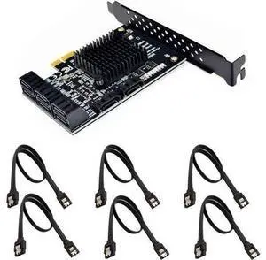8 Ports SATA 3.0 to PCIe Expansion Card Adapter Converter with 6 SATA Cables Low Profile Bracket Boot As System Disk for Marvell 88SE9215 Chip with Heat Sink HDD (6*Black Straight Cable) 8 Ports SATA 3.0 to PCIe Expansion Card Adapter Converter with 6 SATA Cables Low Profile Bracket Boot As System Disk for Marvell 88SE9215 Chip with Heat Sink HDD (6*Black Straight Cable)