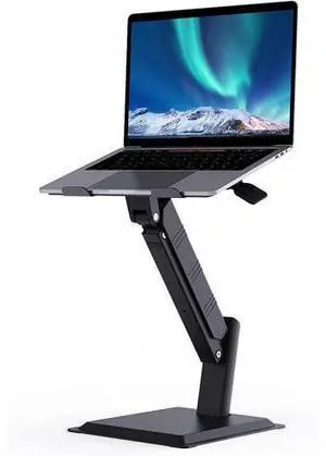 Large Laptop Stand for Desk, Sit to Stand Working Converter, Adjustable Height Multi-Angle, Ergonomic Metal Riser Holder with Stable Heavy Base for 10 to 17.3 Notebook PC Computer, Black Large Laptop Stand for Desk, Sit to Stand Working Converter, Adjustable Height Multi-Angle, Ergonomic Metal Riser Holder with Stable Heavy Base for 10 to 17.3 Notebook PC Computer, Black
