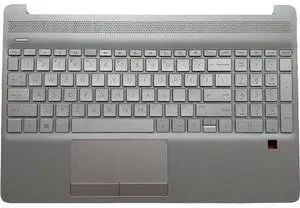 Replacement for HP 15-DW 15T-DW200 15T-DW300 15Z-GW000 15s-du Laptop Upper Case Palmrest Keyboard with Fingerprint Hole Touchpad Assembly Part L52155-001 Silver Replacement for HP 15-DW 15T-DW200 15T-DW300 15Z-GW000 15s-du Laptop Upper Case Palmrest Keyboard with Fingerprint Hole Touchpad Assembly Part L52155-001 Silver
