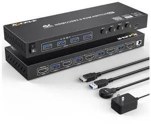 USB 3.0 KVM Switch HDMI 4 Port Support 4K@60Hz 2K@120Hz RGB 4:4:4 Simulation EDID, HDMI USB Switch 4 in 1 Out and 4 USB 3.0 Port for Keyboard Mouse Printer,with Controller,USB3.0 Cables and HDMI Cable USB 3.0 KVM Switch HDMI 4 Port Support 4K@60Hz 2K@120Hz RGB 4:4:4 Simulation EDID, HDMI USB Switch 4 in 1 Out and 4 USB 3.0 Port for Keyboard Mouse Printer,with Controller,USB3.0 Cables and HDMI Cable