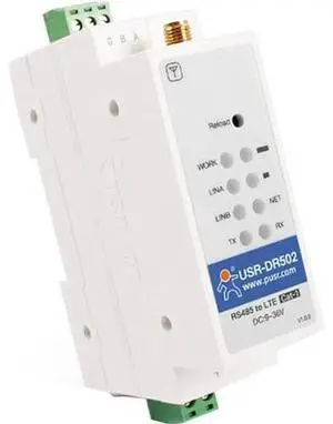 USR-DR502-E Wide Range 4G LTE Cat 1 Modem 9-36V Cost-Effective DIN-Rail with Sim Card Slot Support RS485 Serial Port Built-in 35 Mm DIN Rail Seat (No Power Supply) USR-DR502-E Wide Range 4G LTE Cat 1 Modem 9-36V Cost-Effective DIN-Rail with Sim Card Slot Support RS485 Serial Port Built-in 35 Mm DIN Rail Seat (No Power Supply)