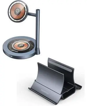 MOMAX Wireless Charger Stand, Transparent Wireless Magnetic Charger with Magnetic Base, Vertical Laptop Stand Holder, Gravity Auto Locking Holder Storage Dock, Space Saving for Desk Organizer MOMAX Wireless Charger Stand, Transparent Wireless Magnetic Charger with Magnetic Base, Vertical Laptop Stand Holder, Gravity Auto Locking Holder Storage Dock, Space Saving for Desk Organizer
