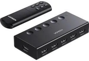 HDMI Switch 5 in 1 Out 4K@60Hz HDMI Splitter with Remote 5 Port Switcher Selector Box Support 3D CEC HDR HDCP2.2 Compatible with PS5/4/3 Xbox Nintendo Switch TV Fire Stick Black HDMI Switch 5 in 1 Out 4K@60Hz HDMI Splitter with Remote 5 Port Switcher Selector Box Support 3D CEC HDR HDCP2.2 Compatible with PS5/4/3 Xbox Nintendo Switch TV Fire Stick Black