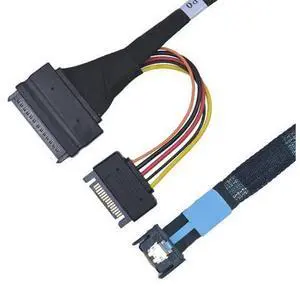 LetLinkSo PCIe 5.0 MCIO x4 to U.2 SFF-8639 Cable for NVMe SSD with 15Pin Power, 3.3ft (100cm) LetLinkSo PCIe 5.0 MCIO x4 to U.2 SFF-8639 Cable for NVMe SSD with 15Pin Power, 3.3ft (100cm)