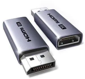 2-Pack 8K@60Hz Active Display Port to HDMI Unidirectional Adapter with 4K@240Hz 2K@240Hz, DP 1.4 PC to HDMI 2.1 Display G-SYNC Male to Female Cable Aluminum Converter Compatible with AMD NVIDIA 2-Pack 8K@60Hz Active Display Port to HDMI Unidirectional Adapter with 4K@240Hz 2K@240Hz, DP 1.4 PC to HDMI 2.1 Display G-SYNC Male to Female Cable Aluminum Converter Compatible with AMD NVIDIA