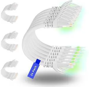 Rapink Patch Cables Cat6 0.5ft (48 Pack), Ethernet Patch Cable 10G, Cat 6 Patch Cable for Patch Panel to Switch, Flexiable Cat 6 Ethernet Cable with Gold Plated White Rapink Patch Cables Cat6 0.5ft (48 Pack), Ethernet Patch Cable 10G, Cat 6 Patch Cable for Patch Panel to Switch, Flexiable Cat 6 Ethernet Cable with Gold Plated White