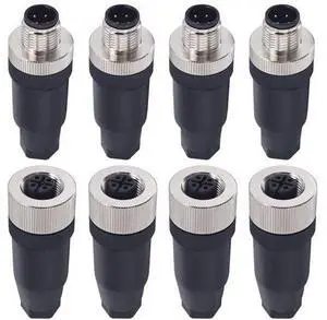 Lonlonty M12 4 Pin Male & Female Socket Panel Aviation Wire Connector,12mm Industrial Circular Connector,Outdoor Waterproof IP67,4 Sets Lonlonty M12 4 Pin Male & Female Socket Panel Aviation Wire Connector,12mm Industrial Circular Connector,Outdoor Waterproof IP67,4 Sets