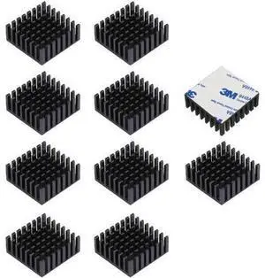 25x25x10mm Aluminum Heatsink 10-Pack with Thermal Tape, Small Cooler for Electronics, IC, LED, CPU & PCB Components 25x25x10mm Aluminum Heatsink 10-Pack with Thermal Tape, Small Cooler for Electronics, IC, LED, CPU & PCB Components