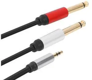 1.8m 3.5mm To Double 6.35mm TRS Cable Aluminum Housing 3.5mm TRS To 6.35mm TS Adapter Audio Stereo Cable for Home Stereo System 1.8m 3.5mm To Double 6.35mm TRS Cable Aluminum Housing 3.5mm TRS To 6.35mm TS Adapter Audio Stereo Cable for Home Stereo System