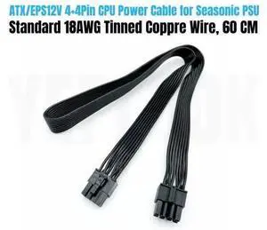 CPU Power Cable 8Pin to 4+4Pin EPS/ATX12V for Seasonic PRIME PX-1600, PX-1300, PX-1200, PX-1000 Platinum Modular Power, Flat Cable 18AWG 60CM CPU Power Cable 8Pin to 4+4Pin EPS/ATX12V for Seasonic PRIME PX-1600, PX-1300, PX-1200, PX-1000 Platinum Modular Power, Flat Cable 18AWG 60CM