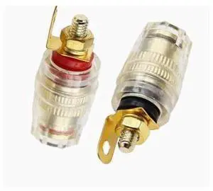 Gold-plated M4 copper transparent crystal power amplifier speaker speaker cabinet wiring terminal connector banana plug socket Gold-plated M4 copper transparent crystal power amplifier speaker speaker cabinet wiring terminal connector banana plug socket