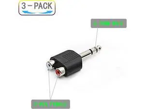 3pcs 1/4 6.35mm/6.5mm Stereo Male to Dual RCA Female Adapter Stereo Male to Dual RCA Female Audio Adapter for Sound Equipment (Double Channel) 3pcs 1/4 6.35mm/6.5mm Stereo Male to Dual RCA Female Adapter Stereo Male to Dual RCA Female Audio Adapter for Sound Equipment (Double Channel)