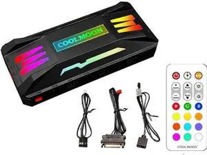 Pwm Fan Temperature Controller Integrator, Remote Control PC RGB Light Adapter, 8*4pin Fan Speed Controller Port, 10*5v 3pin A-RGB Port with Magnet(Black) Pwm Fan Temperature Controller Integrator, Remote Control PC RGB Light Adapter, 8*4pin Fan Speed Controller Port, 10*5v 3pin A-RGB Port with Magnet(Black)