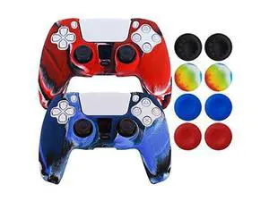 PS5 Controller Skin,Hikfly Silicone Cover for Sony PlayStation5 Controller Grip Skin Protector Faceplates Kits Video Games(2X Cover with 8 x Thumb Grips Caps)(CamoRed,CamoBlue) PS5 Controller Skin,Hikfly Silicone Cover for Sony PlayStation5 Controller Grip Skin Protector Faceplates Kits Video Games(2X Cover with 8 x Thumb Grips Caps)(CamoRed,CamoBlue)