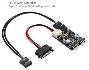 Motherboard USB 2.0 9PIN 19-pin to dual 9PIN interface 9-pin to dual 9-pin one-to-two expaon Hub One piece two - with SATA power cable Motherboard USB 2.0 9PIN 19-pin to dual 9PIN interface 9-pin to dual 9-pin one-to-two expaon Hub One piece two - with SATA power cable