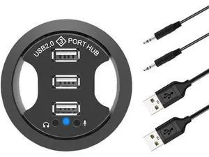 USB Hub USB 2.0 Desktop Grommet USB 2.0 Hub Audio Desk Mount Adapter 3 Port Mount in Desk Multi USB 2.0 Ports USB Hub USB 2.0 Desktop Grommet USB 2.0 Hub Audio Desk Mount Adapter 3 Port Mount in Desk Multi USB 2.0 Ports