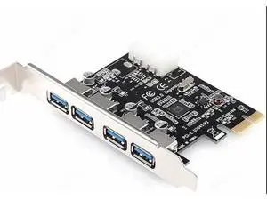 4 Port USB3.0 PCIe 1x PCI Express Adapter Expaon Control Card 5Gbps with 4Pin Power Connector USB 3.0 Hub Chipset VIA VL805 4 Port USB3.0 PCIe 1x PCI Express Adapter Expaon Control Card 5Gbps with 4Pin Power Connector USB 3.0 Hub Chipset VIA VL805