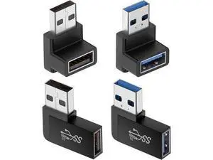 90 Degree USB 3.0 Adapter (4 Pack) Vertical Up and Down Angle Horizontal Left and Right Angle USB Male to Female Extender Connector 90 Degree USB 3.0 Adapter (4 Pack) Vertical Up and Down Angle Horizontal Left and Right Angle USB Male to Female Extender Connector