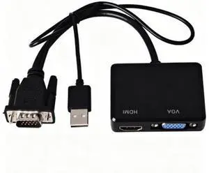 wusu VGA to HDMI converter with audio power supply interface for TV, projector and monitor. Supports dual display. wusu VGA to HDMI converter with audio power supply interface for TV, projector and monitor. Supports dual display.