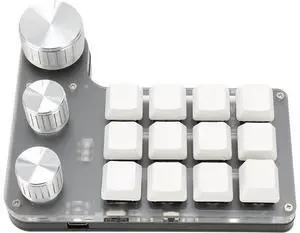Dilwe 12 Key Gaming Keyboard Programming Macro keypad, Mini One Handed Keypad with 3 Knobs, Blue Switch Mechanical Memory Function Mini Keypad for Office Gaming Dilwe 12 Key Gaming Keyboard Programming Macro keypad, Mini One Handed Keypad with 3 Knobs, Blue Switch Mechanical Memory Function Mini Keypad for Office Gaming
