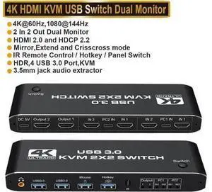 JAENFONG 4K 60Hz KVM Switch HDMI 2 Port 2 Monitor HDMI KVM Switch USB 3.0 PC Computer KVM Switch Keyboard Mouse Switcher Box for Laptop,PS4,Xbox JAENFONG 4K 60Hz KVM Switch HDMI 2 Port 2 Monitor HDMI KVM Switch USB 3.0 PC Computer KVM Switch Keyboard Mouse Switcher Box for Laptop,PS4,Xbox