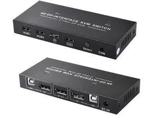 2 Port Displayport KVM Switch 4K 60Hz USB DP KVM 2 in 1 out DP USB KVM Switch 2x1 For PC to share monitor mouse keyboard printer 2 Port Displayport KVM Switch 4K 60Hz USB DP KVM 2 in 1 out DP USB KVM Switch 2x1 For PC to share monitor mouse keyboard printer