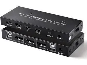 DisplayPort KVM Switch 2x1 4K 60Hz DP 2 in 1 out USB KVM Switcher Displayport 1.2 Switch KVM DP Switch Support USB Mouse&Keyboad DisplayPort KVM Switch 2x1 4K 60Hz DP 2 in 1 out USB KVM Switcher Displayport 1.2 Switch KVM DP Switch Support USB Mouse&Keyboad