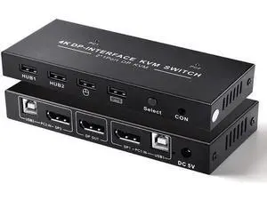 DisplayPort KVM Switch 2x1 4K 60Hz DP 2 in 1 out USB KVM Switcher Displayport 1.2 Switch KVM DP Switch Support USB Mouse&Keyboad DisplayPort KVM Switch 2x1 4K 60Hz DP 2 in 1 out USB KVM Switcher Displayport 1.2 Switch KVM DP Switch Support USB Mouse&Keyboad