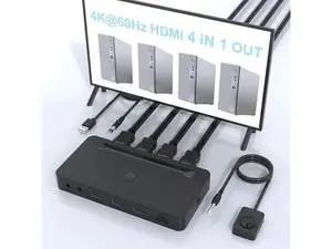 Vszerda 4K HDMI KVM Switch 4 Ports for 4 Computers Share One HD 4K Monitor, 3 USB Devices Keyboard Mouse Printer, 2 3.5mm Headphone Jack, Including 4 HDMI Cable and 1 Remote Controller Vszerda 4K HDMI KVM Switch 4 Ports for 4 Computers Share One HD 4K Monitor, 3 USB Devices Keyboard Mouse Printer, 2 3.5mm Headphone Jack, Including 4 HDMI Cable and 1 Remote Controller