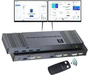 Vszerda 2x2 HDMI DP KVM switch 4K 144Hz Dual Monitor Extended Display 8K USB KVM Switcher 2 in 2 out for 2 Computers 2 Monitors Vszerda 2x2 HDMI DP KVM switch 4K 144Hz Dual Monitor Extended Display 8K USB KVM Switcher 2 in 2 out for 2 Computers 2 Monitors
