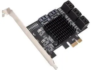Vszerda 8 Port SATA III to PCIe 3.0 x1 Non-RAID Expansion Card Dual ASM1064 Genuine 6.0bps with 8 Drives Attached Low Profile Bracket, SI-PEX40165 Vszerda 8 Port SATA III to PCIe 3.0 x1 Non-RAID Expansion Card Dual ASM1064 Genuine 6.0bps with 8 Drives Attached Low Profile Bracket, SI-PEX40165