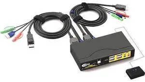 4Kx2K@60Hz DP 1.2 Dual Port Displayport KVM Switch with Audio and Cables for 2 Computers 1 Monitor Support Keyboard Mouse Switching 4Kx2K@60Hz DP 1.2 Dual Port Displayport KVM Switch with Audio and Cables for 2 Computers 1 Monitor Support Keyboard Mouse Switching