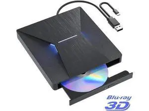External Blu Ray Drive, USB 3.0 and Type-C External Blu-Ray CD DVD Drive, Blu-ray Reader 3D Slim Optical CD Drive CD/DVD Burner Optical Drive Compatible with Windows XP/7/8/10, Laptop, Desktop External Blu Ray Drive, USB 3.0 and Type-C External Blu-Ray CD DVD Drive, Blu-ray Reader 3D Slim Optical CD Drive CD/DVD Burner Optical Drive Compatible with Windows XP/7/8/10, Laptop, Desktop