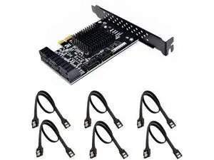 Vszerda 8 Ports SATA 3.0 to PCIe Expansion Card Adapter Converter with 6 SATA Cables Low Profile Bracket Boot As System Disk for Marvell 88SE9215 Chip with Heat Sink HDD (6*Black Straight Cable) Vszerda 8 Ports SATA 3.0 to PCIe Expansion Card Adapter Converter with 6 SATA Cables Low Profile Bracket Boot As System Disk for Marvell 88SE9215 Chip with Heat Sink HDD (6*Black Straight Cable)