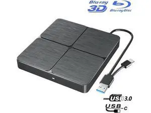 External Bluray DVD Drive, USB 3.0 and Type-C Portable CD/DVD Drive 3D Blu-ray External DVD Drive Slim Optical External Blu-ray Player Compatible for Windows XP/7/8/10/11 MacOS Laptop,Desktop PC External Bluray DVD Drive, USB 3.0 and Type-C Portable CD/DVD Drive 3D Blu-ray External DVD Drive Slim Optical External Blu-ray Player Compatible for Windows XP/7/8/10/11 MacOS Laptop,Desktop PC