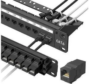 24 Port Patch Panel Rackmount or Wall Mount 19-Inch, 1U Cat6 Network Panel Preloaded with 24 Keystone Couplers plus 1 Spare, 10Gbps Ethernet Patch Panel with Cable Management & Back Support Bar 24 Port Patch Panel Rackmount or Wall Mount 19-Inch, 1U Cat6 Network Panel Preloaded with 24 Keystone Couplers plus 1 Spare, 10Gbps Ethernet Patch Panel with Cable Management & Back Support Bar