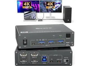 Vszerda 2 Port USB C HDMI KVM Switch 2 Computers 2 Monitors, Dual Monitor USB 3.0 USB Type C HDMI KVM Switch Supports 4K@60Hz for 2 Laptops that Share Keyboard, Mouse and Monitor, with Wired Remote Vszerda 2 Port USB C HDMI KVM Switch 2 Computers 2 Monitors, Dual Monitor USB 3.0 USB Type C HDMI KVM Switch Supports 4K@60Hz for 2 Laptops that Share Keyboard, Mouse and Monitor, with Wired Remote