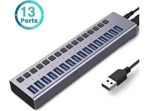 USB Hub 3.0, 16 Port USB Hub Splitter with Individual On/Off LED Switches, 5Gbps HighSpeed Data USB Extension for Laptop, iMac, USB Flash Drives, Mobile HDD, Printer, Camera and More USB Hub 3.0, 16 Port USB Hub Splitter with Individual On/Off LED Switches, 5Gbps HighSpeed Data USB Extension for Laptop, iMac, USB Flash Drives, Mobile HDD, Printer, Camera and More
