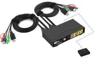 2 Port KVM Switch HDMI, Dual Port KVM HDMI Switch with Audio, Microphone, 2 USB 2.0 Hub and Cables Support Wireless Keyboard Mouse Resolution Up to 4Kx2K@60Hz 4:4:4 2 Port KVM Switch HDMI, Dual Port KVM HDMI Switch with Audio, Microphone, 2 USB 2.0 Hub and Cables Support Wireless Keyboard Mouse Resolution Up to 4Kx2K@60Hz 4:4:4