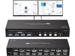 Dual Monitor HDMI+Displayport KVM Switch 4 Computers 2 Monitors 4K@60Hz 2K@120Hz 4 Port KVM Switches for 4 PCs Share 4 USB 3.0 Devices with Remote Control,USB3.0 Cables and Power Adapter Dual Monitor HDMI+Displayport KVM Switch 4 Computers 2 Monitors 4K@60Hz 2K@120Hz 4 Port KVM Switches for 4 PCs Share 4 USB 3.0 Devices with Remote Control,USB3.0 Cables and Power Adapter