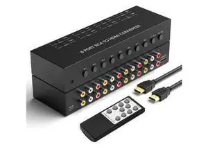 8 Port RCA to HDMI Converter 1080P/720P RCA Composite CVBS AV Switch to HDMI Converter Adapter Support 4:3/16:9 Switch, for Sega Xbox PS1 PS2 PS3 N64 NGC SNES WII VHS VCR Camera DVD(With Remote 8 Port RCA to HDMI Converter 1080P/720P RCA Composite CVBS AV Switch to HDMI Converter Adapter Support 4:3/16:9 Switch, for Sega Xbox PS1 PS2 PS3 N64 NGC SNES WII VHS VCR Camera DVD(With Remote